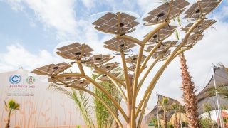 Solární květina na klimatické konferenci v Marrákeši. Zdroj: 
UNclimatechange