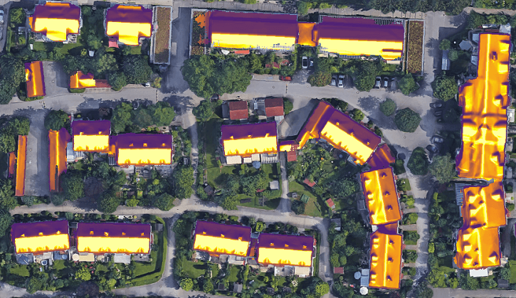 Systém Google Sunroof v Německu. Zdroj: eon-solar.de