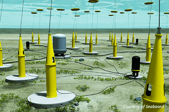 Vizualizace konceptu technologie vlnové elektrárny Seabased. Zdroj: seabased.com