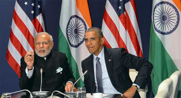 Indický premiér Narendra Modi a americký prezident Barack Obama. Zdroj: Diplomacyindia