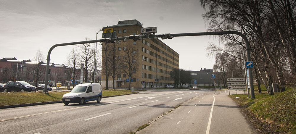 Brána pro placení mýtného při vjezdu do centrálních částí Göteborgu. Foto: Tomáš Jirka
