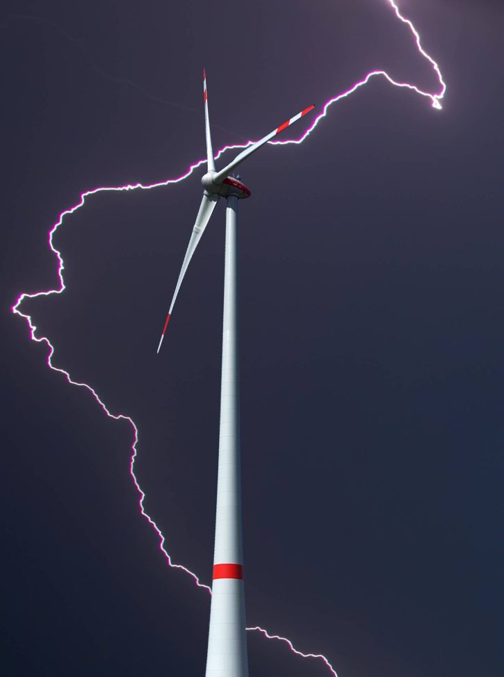 Wind power plant storm