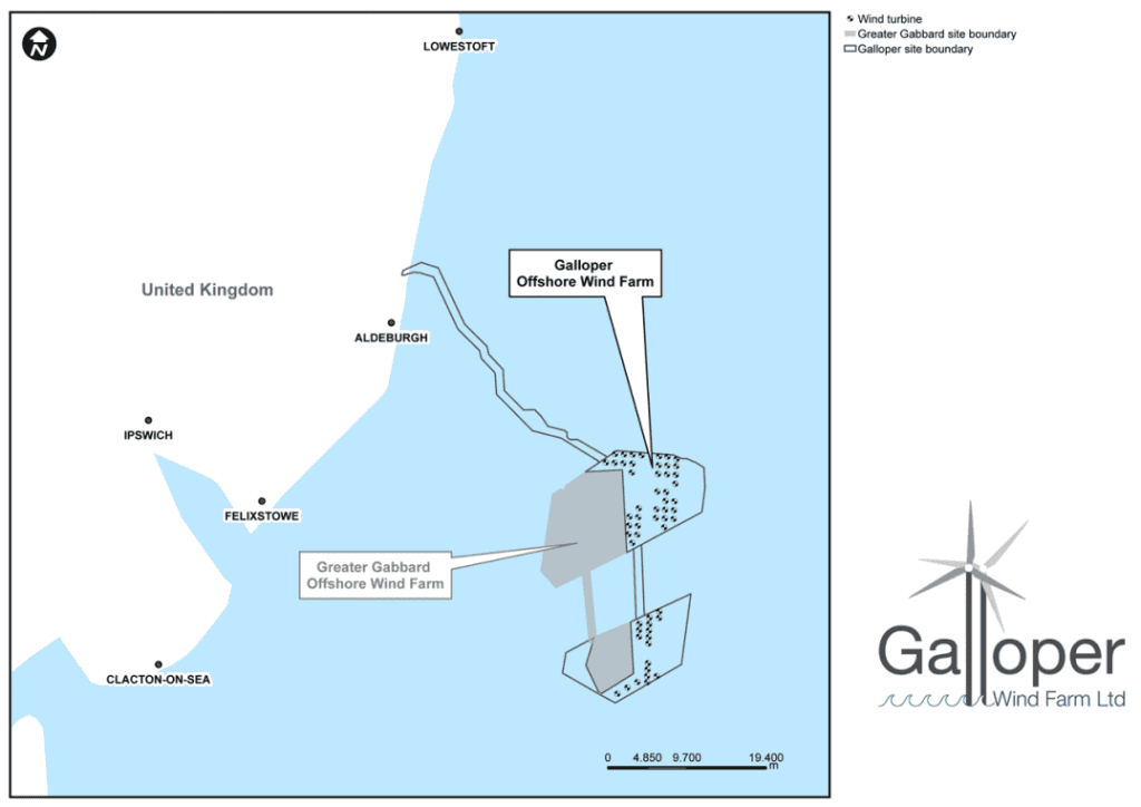 Umístění projektu nové větrné farmy. Zdroj: Galloper Wind Farm Ltd