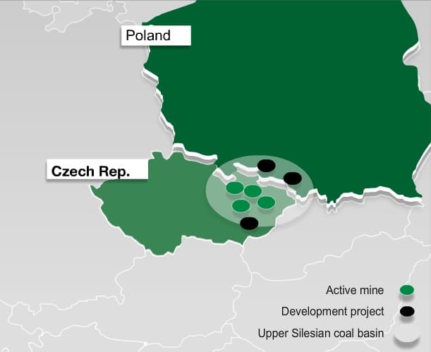 Doly vlastněné společností NWR. V provozu jsou doly Karviná, Paskov, Darkov ČSM