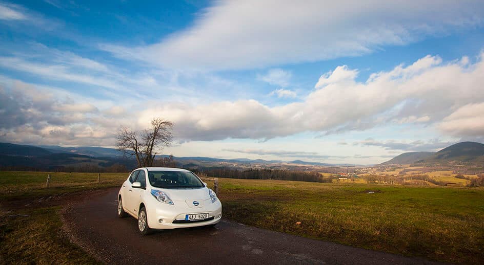 Nissan LEAF zapůjčený od Nissan Česká republika v Krkonoších, foto: Tomáš Jirka