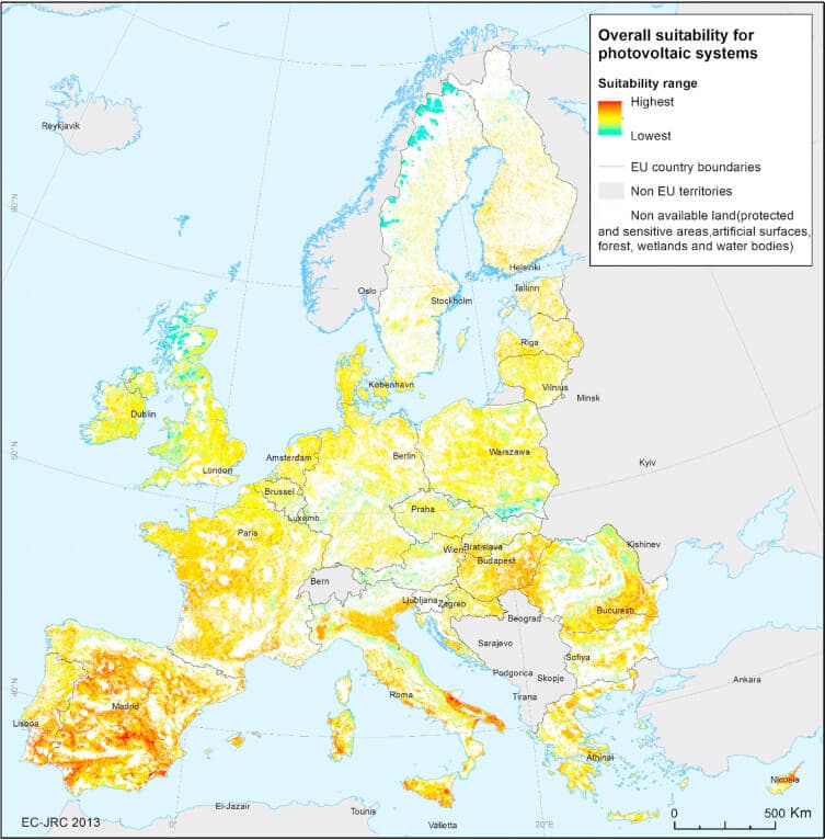 Mapa vhodnosti pro výstavbu solární elektrárny