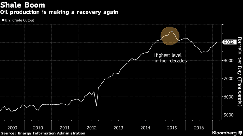 Těžba ropy v USA. Zdroj: Bloomberg