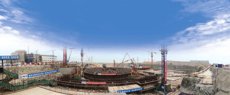 Stavební práce na čínské jaderné elektrárně; Zdroj: CNNC