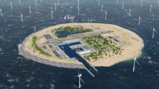 Vizualizace energetického uzlu North Sea Wind Power Hub. Zdroj: energinet.dk