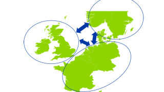 Přeshraniční propojení v Severním moři. Zdroj: Ecofys