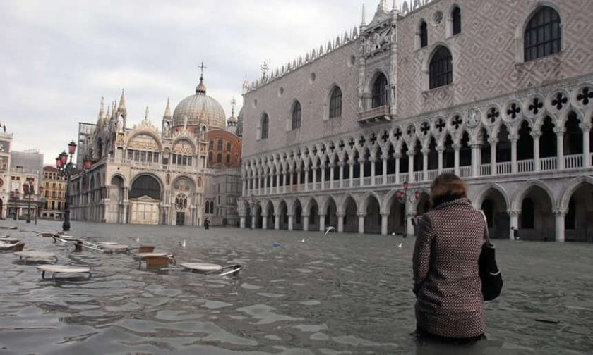 Benátky. Hladina moře. Zdroj - Andrea Pattaro, AFP (Getty)