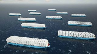 Vizualizace flotily kontejnerových lodí na zelený metanol