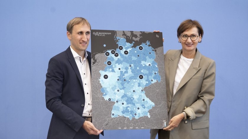 Vodíkový atlas Německa. Zdroj: Ministerstvo pro vzdělávání a výzkum