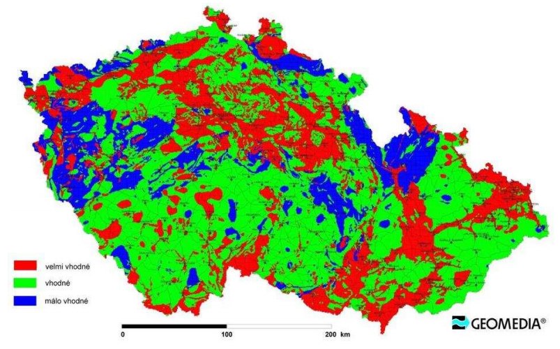 Klasifikace vhodnosti lokalit z hlediska geotermální energie. Zdroj: geomedia.cz