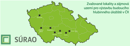 Lokality možného úložiště jaderného odpadu v ČR. Zdroj: SÚRAO