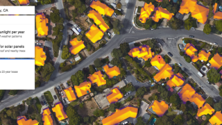 Díky projektu Sunroof si můžou Američané ve vybraných státech ověřit potenciál instalace solárních panelů na střechu. Zdroj: Google Sunroof