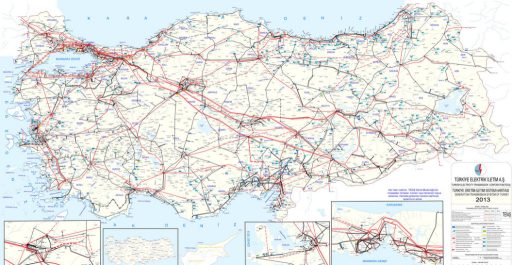 Turecká přenosová soustava. Zdroj: TEİAŞ