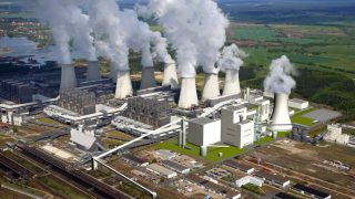 Německá uhelná elektrárna Jänschwalde včetně navrhované demonstrační jednotky pro zachytáváníí a ukládání oxidu uhličitého- Zdroj: Vattenfall