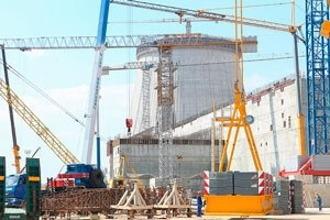 Výstavba jaderných bloků elektrárny Ostrovec v Bělorusku (zdroj BELTA)