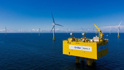 Mořská větrná farma Baltik 2 firmy EnBW má 80 turbín s výkonem 3,6 MW, celkový výkon tak je 288 MW. (Zdroj EnBW).