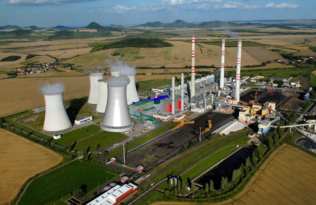 Nejmodernějším paroplynovým blokem v Česku jsou Počerady v areálu uhelné elektrárny (zdroj vizualizace ČEZ).
