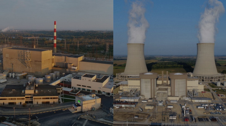 Jaderné elektrárny Dresden (nalevo) a Byron (napravo) 
