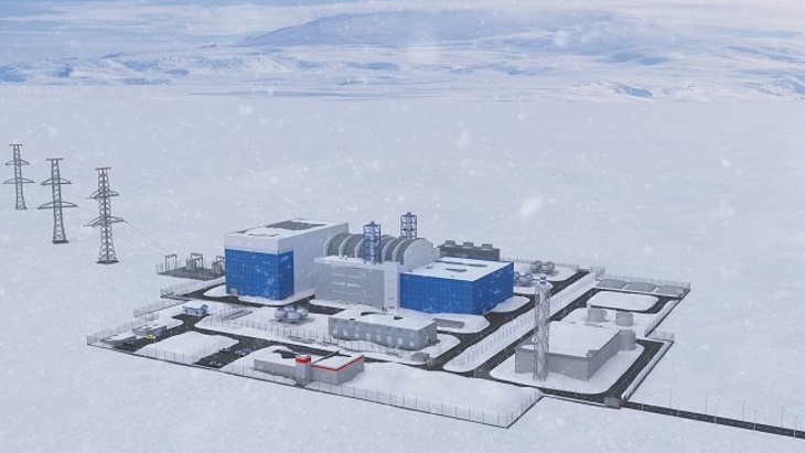 Vizualizace elektrárny se dvěma reaktory RITM-200