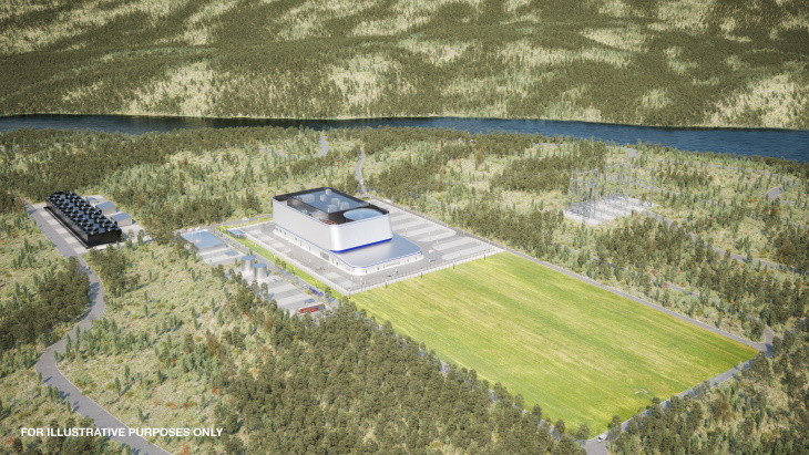 Vizualizace potenciální elektrárny s malým modulárním reaktorem v Clinch River