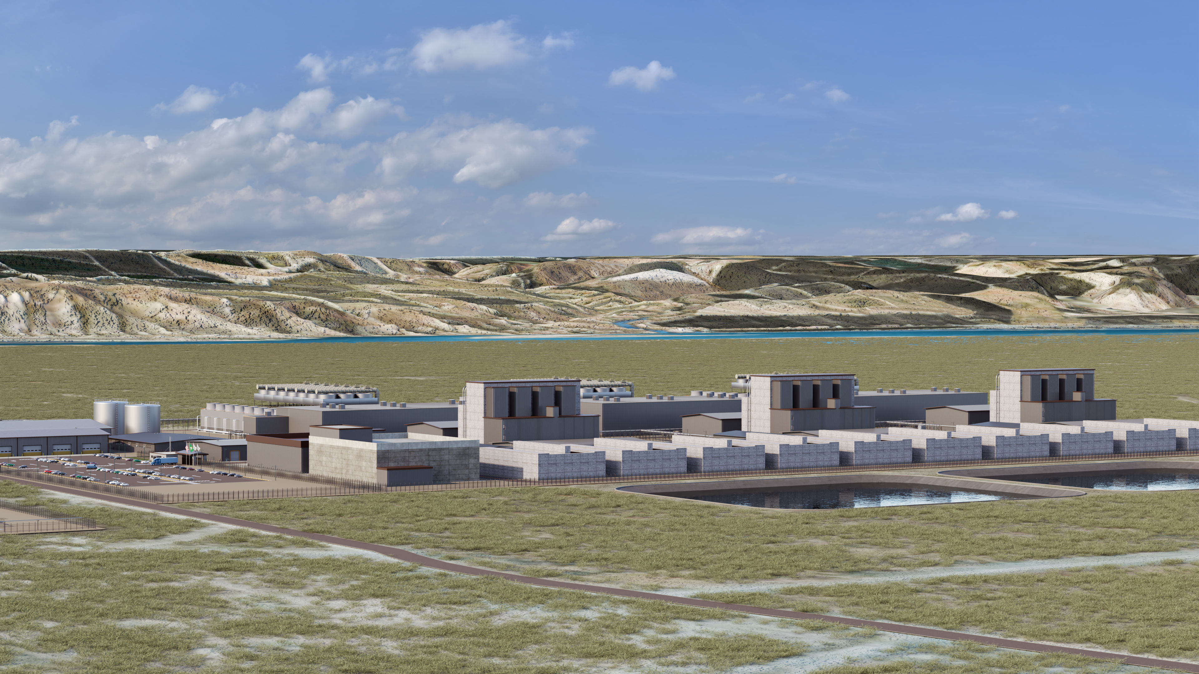 Vizualizace plánované elektrárny Amazonu, Energy Northwest a X-energy